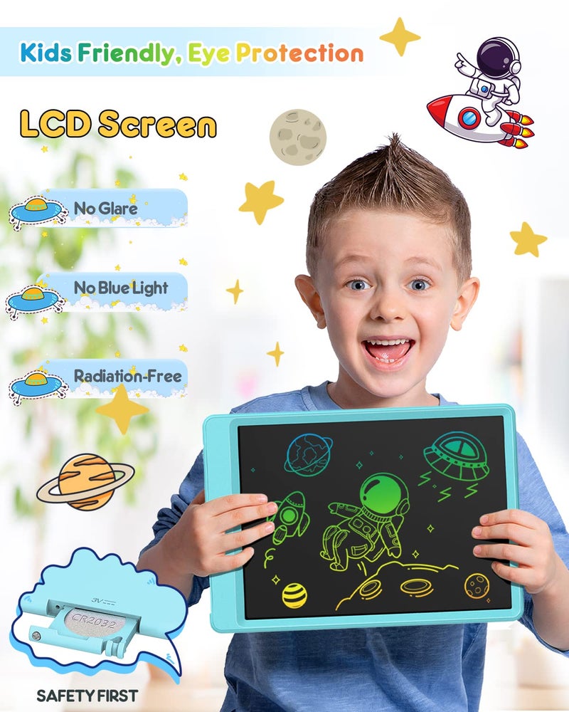FLUESTON LCD Writing Tablet, Doodle Board Toys Gifts for 3-8 Year Old Girls Boys, 10 Inch Colorful Electronic Board Drawing Pad for Kids, Christmas Gifts for Toddler Educational Learning Travel, Blue - Image 2
